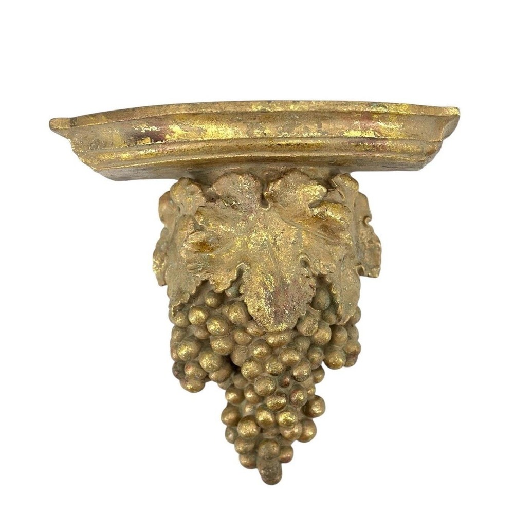 Vintage Sconce Gold Gilt Grape Corbel Shelf Tuscan Regency 11" Heavy Resin